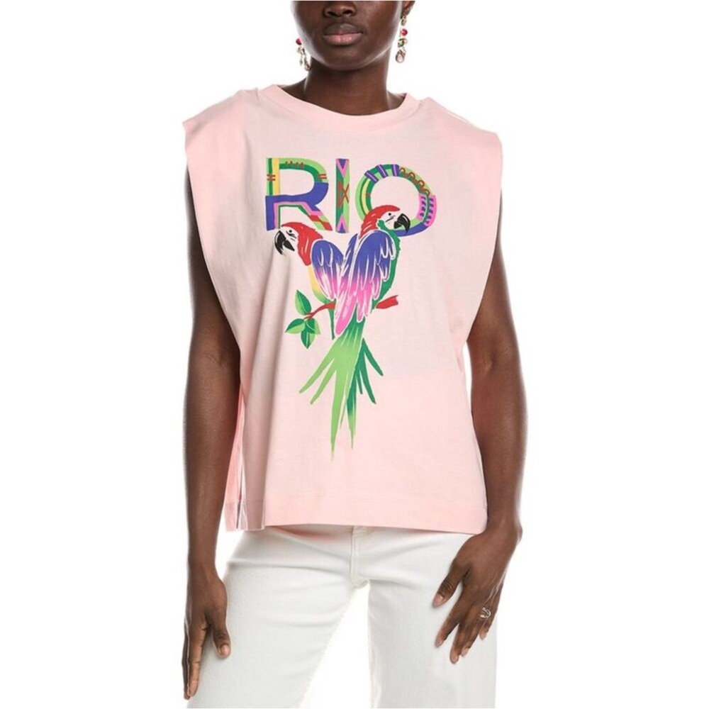 FARM Rio Shoulder Pads Pink Muscle Tee